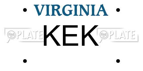 KEK Virginia License Plate