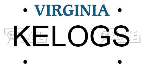 KELOGS Virginia License Plate