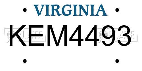 KEM4493 Virginia License Plate