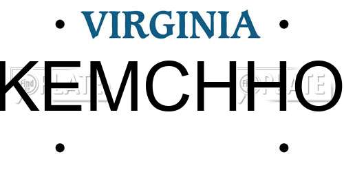 KEMCHHO Virginia License Plate