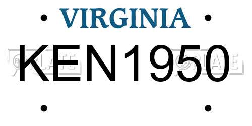 KEN1950 Virginia License Plate