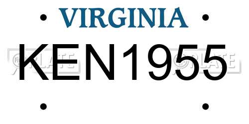 KEN1955 Virginia License Plate