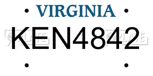 KEN4842 Virginia License Plate