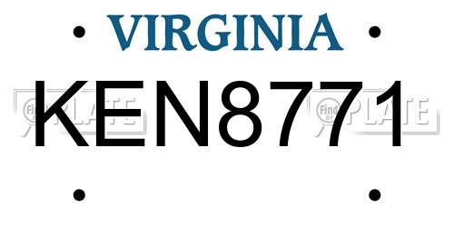 KEN8771 Virginia License Plate