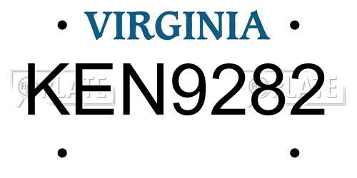 KEN9282 Virginia License Plate