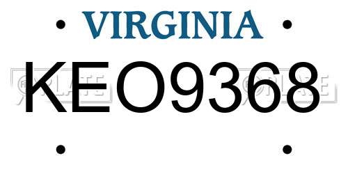 KEO9368 Virginia License Plate
