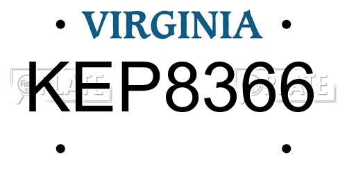 KEP8366 Virginia License Plate
