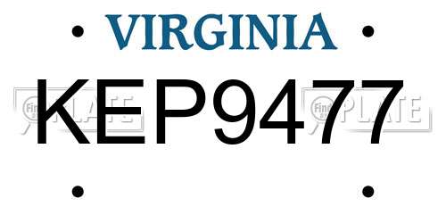 KEP9477 Virginia License Plate