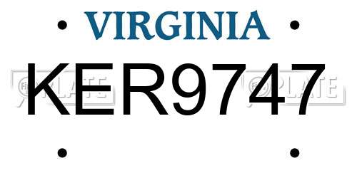 KER9747 Virginia License Plate