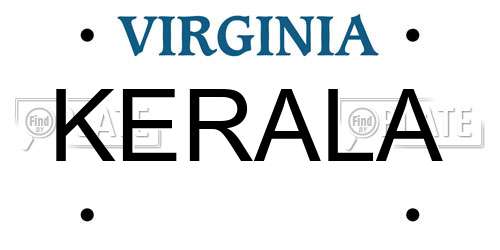 KERALA Virginia License Plate