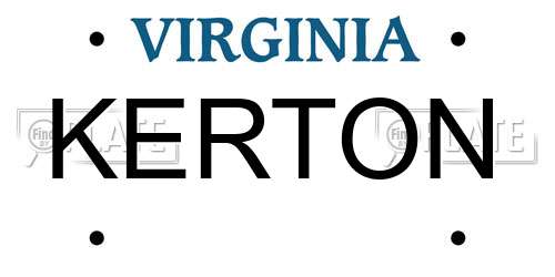KERTON Virginia License Plate