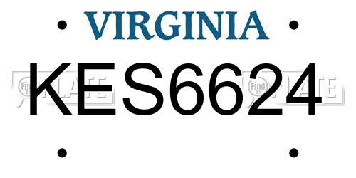 KES6624 Virginia License Plate