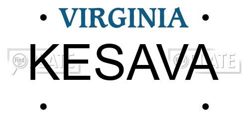 KESAVA Virginia License Plate
