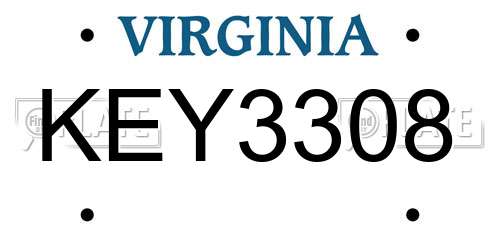 KEY3308 Virginia License Plate