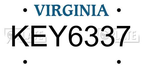 KEY6337 Virginia License Plate