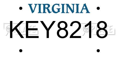 KEY8218 Virginia License Plate