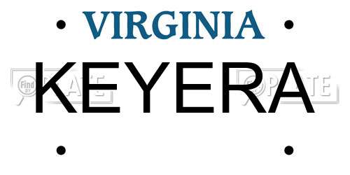 KEYERA Virginia License Plate