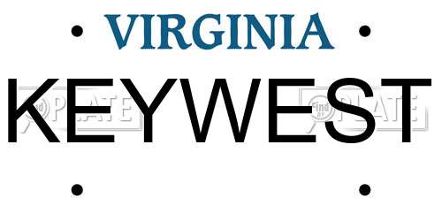 KEYWEST Virginia License Plate