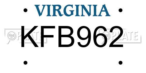 KFB962 Virginia License Plate