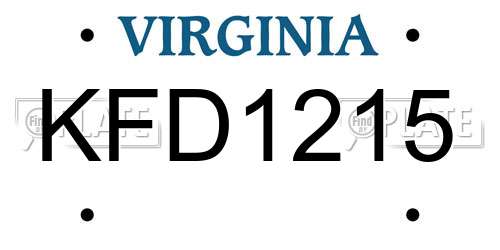 KFD1215 Virginia License Plate