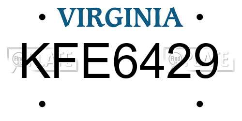 KFE6429 Virginia License Plate