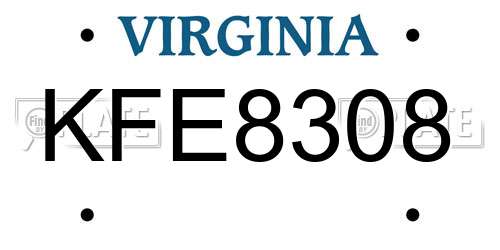 KFE8308 Virginia License Plate