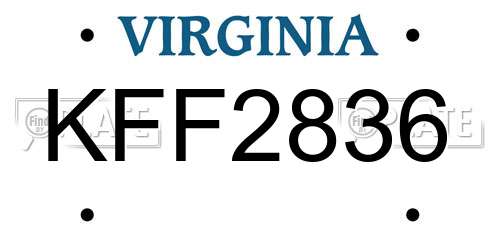 KFF2836 Virginia License Plate