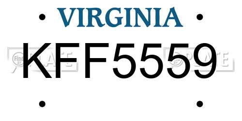 KFF5559 Virginia License Plate