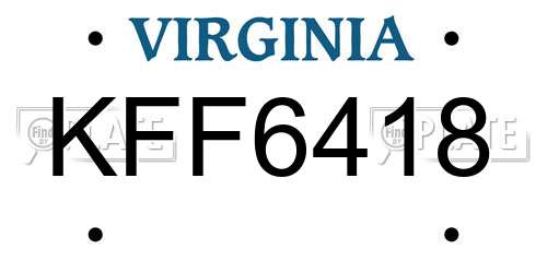 KFF6418 Virginia License Plate