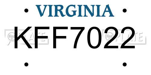 KFF7022 Virginia License Plate