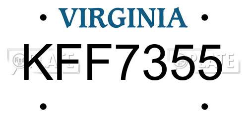 KFF7355 Virginia License Plate