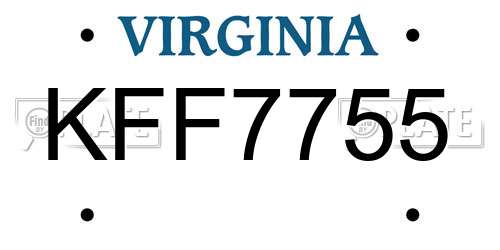 KFF7755 Virginia License Plate