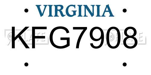 KFG7908 Virginia License Plate