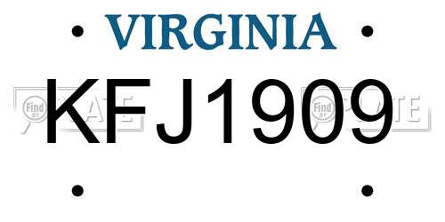 KFJ1909 Virginia License Plate