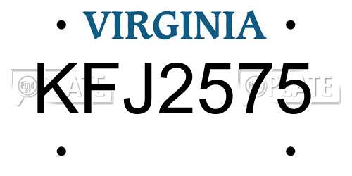 KFJ2575 Virginia License Plate