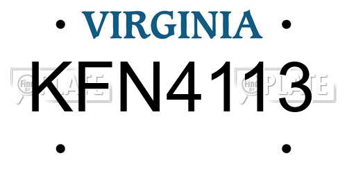 KFN4113 Virginia License Plate