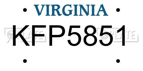 KFP5851 Virginia License Plate