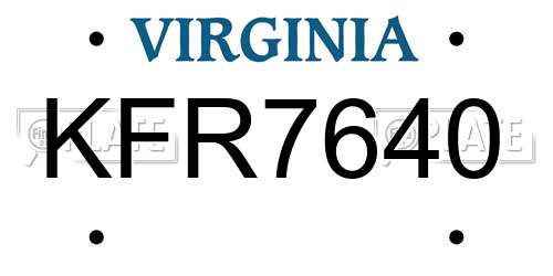 KFR7640 Virginia License Plate