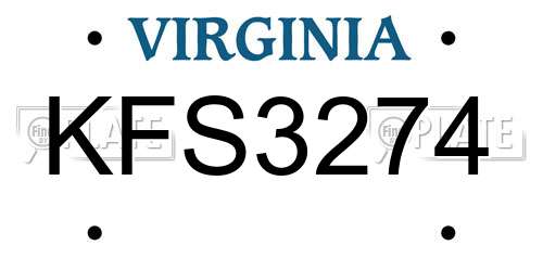 KFS3274 Virginia License Plate
