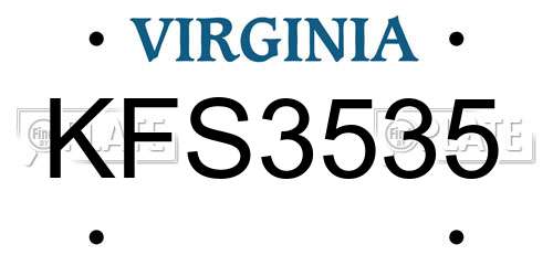 KFS3535 Virginia License Plate