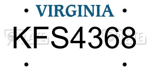 KFS4368 Virginia License Plate