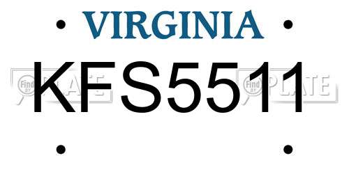 KFS5511 Virginia License Plate