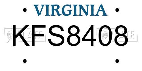KFS8408 Virginia License Plate