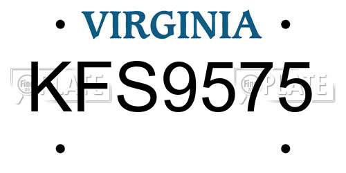 KFS9575 Virginia License Plate
