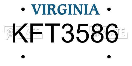 KFT3586 Virginia License Plate