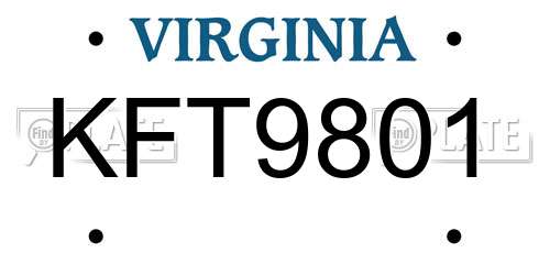 KFT9801 Virginia License Plate