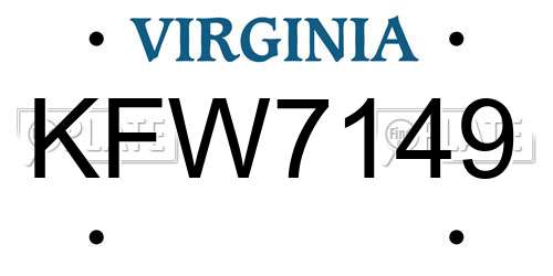 KFW7149 Virginia License Plate