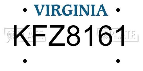 KFZ8161 Virginia License Plate