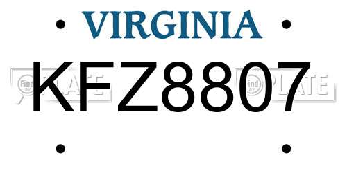 KFZ8807 Virginia License Plate