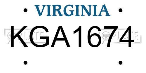 KGA1674 Virginia License Plate